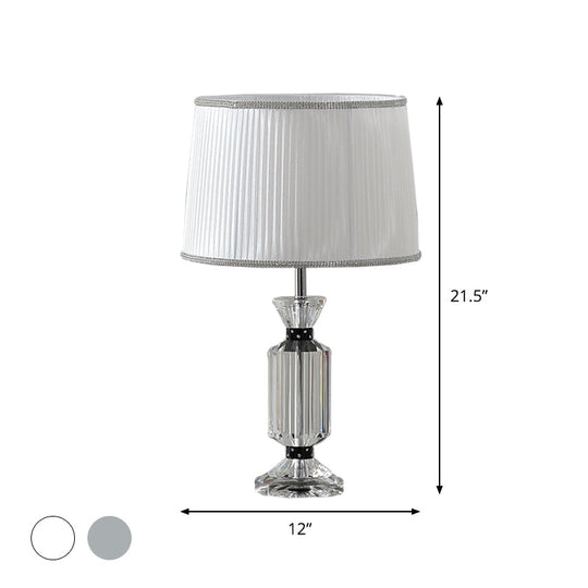 Valeria - Rural Style Fabric Shade Night Table Lamp In White/Blue