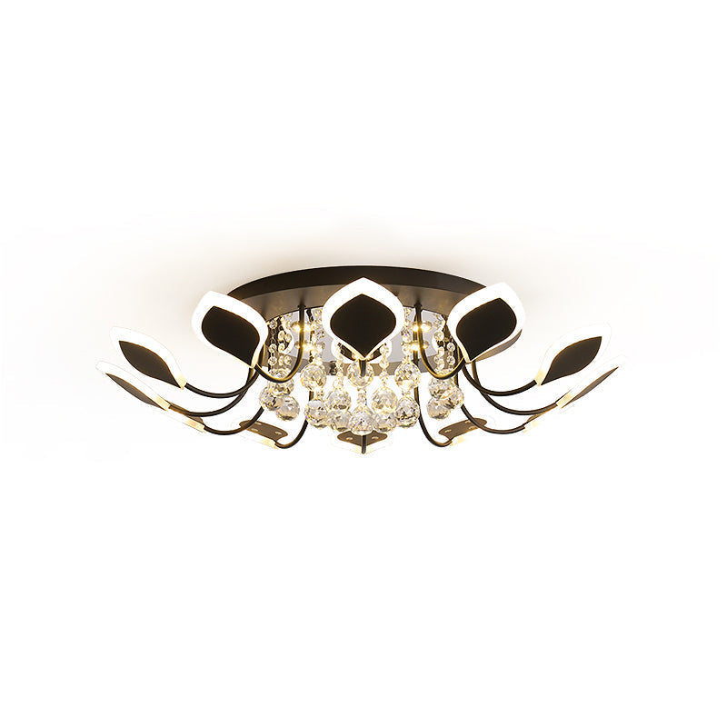 Leaf Acrylic Shade Sputnik Flush Mount Ceiling Light - Modern 8/10/12 Lights White/Black Bedroom