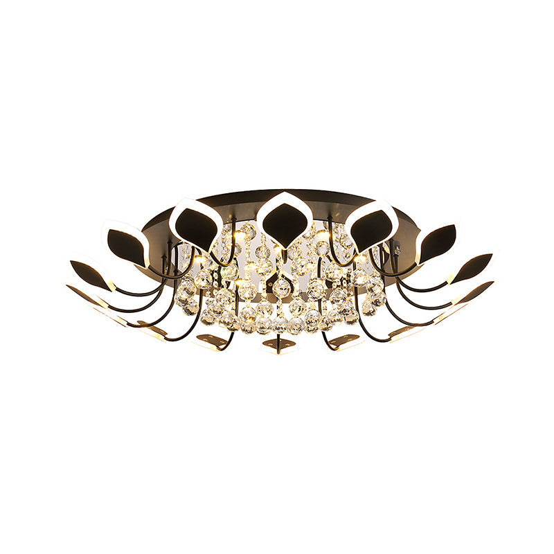 Leaf Acrylic Shade Sputnik Flush Mount Ceiling Light - Modern 8/10/12 Lights White/Black Bedroom