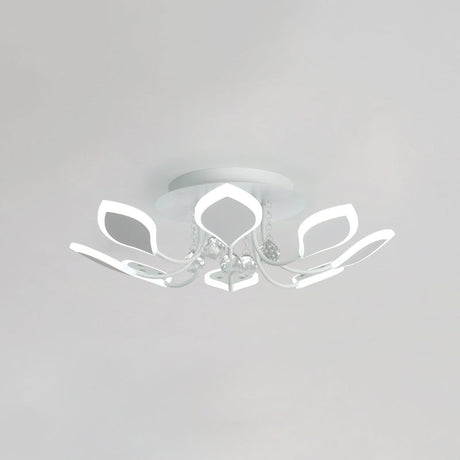 Leaf Acrylic Shade Sputnik Flush Mount Ceiling Light - Modern 8/10/12 Lights White/Black Bedroom