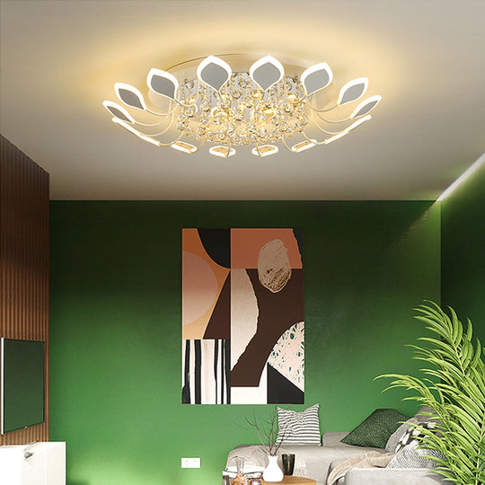 Leaf Acrylic Shade Sputnik Flush Mount Ceiling Light - Modern 8/10/12 Lights White/Black Bedroom