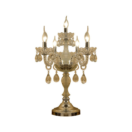 Traditional Clear Crystal Candelabra Table Lamp - 5/6/7 Heads Chrome Nightstand Light