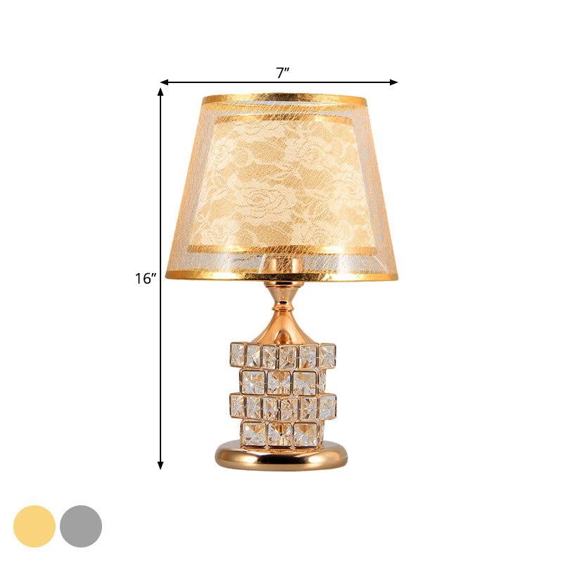 Alsciaukat - Elegant Gold/Silver Floral Table Light With Crystal Blocks