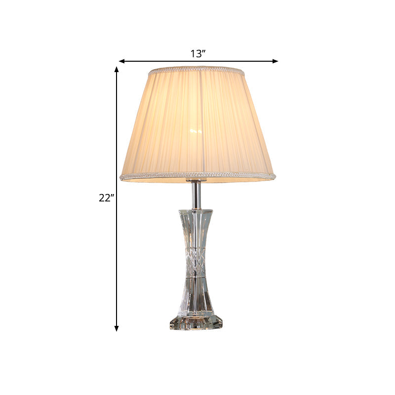 Eva - Lampe de table à abat-jour plissé : Lampe de chevet traditionnelle en cristal