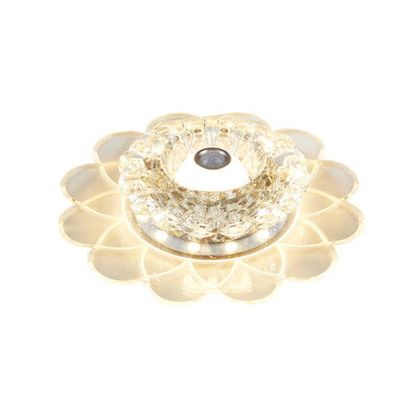 Contemporary Led Crystal Bloom Flush Mount Lamp For Corridors - White/Multi Color/Warm Light