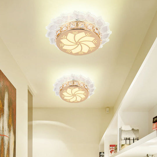 Modern Gold Finish Led Ceiling Lamp With Clear Crystal Cherry Blossom Design And Multi-Color