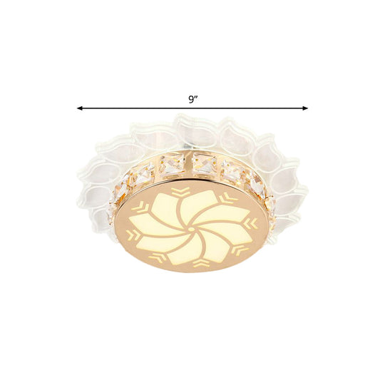 Modern Gold Finish Led Ceiling Lamp With Clear Crystal Cherry Blossom Design And Multi-Color