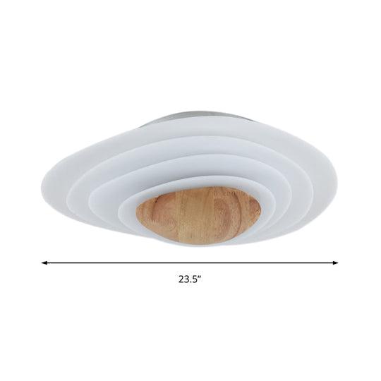 Nordic Planet Flush Mount Acrylic White Led Ceiling Fixture For Bedroom In Warm/White 18’/23.5’ Wide