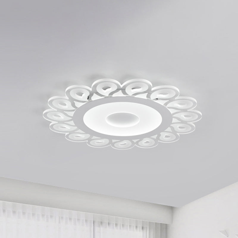 Contemporary Acrylic Circular Ceiling Light With Drop Pattern Led Flush Mount For Living Room White