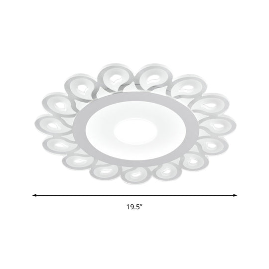 Contemporary Acrylic Circular Ceiling Light With Drop Pattern Led Flush Mount For Living Room White