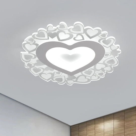 White Heart Shaped Led Flush Mount Ceiling Light For Bedroom 18’/23.5’ Dia