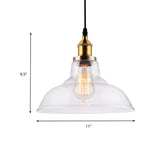 Farmhouse Clear Glass Pendant Light - Brass Finish | Barn Dining Room Lighting