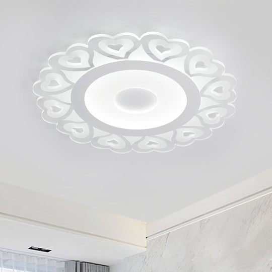 Ultra Thin Heart Pattern Led Ceiling Light - Simple Acrylic Flush Mount White 16’/19.5’/23.5’ Dia