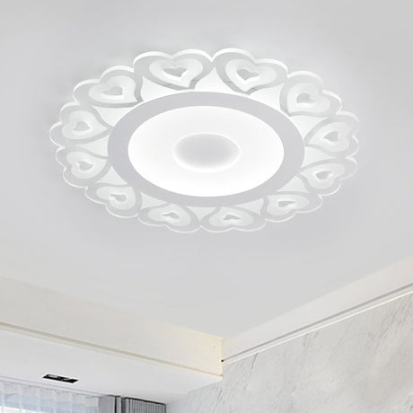 Ultra Thin Heart Pattern Led Ceiling Light - Simple Acrylic Flush Mount White 16/19.5/23.5 Dia