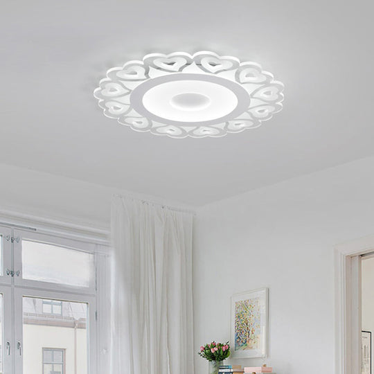 Ultra Thin Heart Pattern Led Ceiling Light - Simple Acrylic Flush Mount White 16’/19.5’/23.5’ Dia