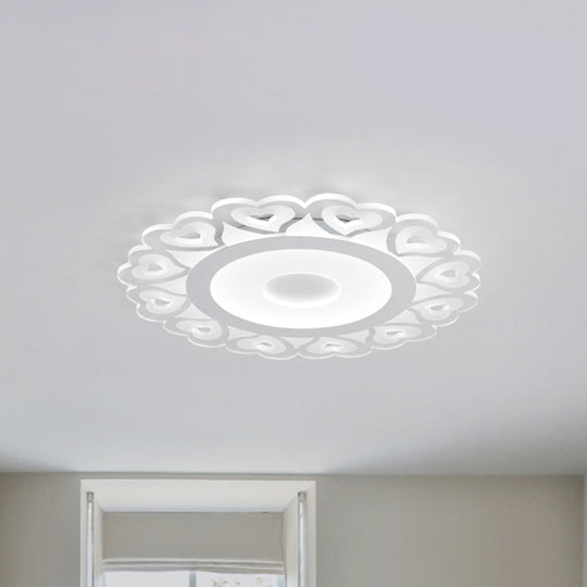 Ultra Thin Heart Pattern Led Ceiling Light - Simple Acrylic Flush Mount White 16’/19.5’/23.5’ Dia
