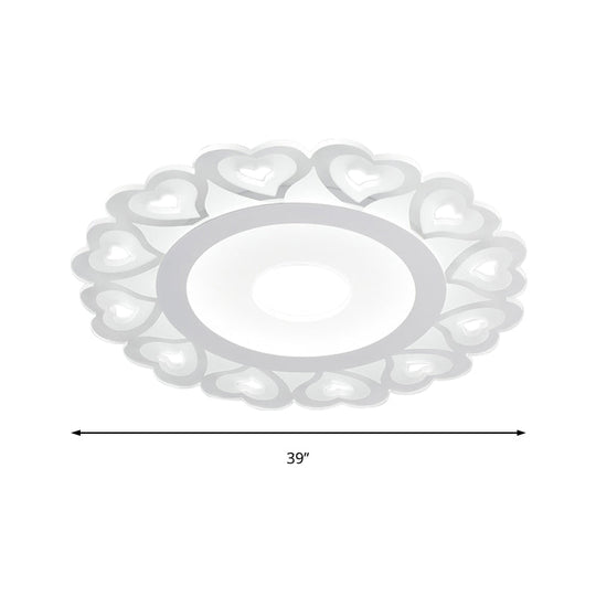Ultra Thin Heart Pattern Led Ceiling Light - Simple Acrylic Flush Mount White 16/19.5/23.5 Dia