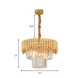 Modern Prism Block Chandelier Lamp - Multi Light Crystal And Metal In Brass Finish