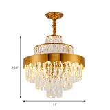 Vintage-Style Gold Chandelier Light Fixture - 17/23 W Layered Crystal And Metal Hanging Lamp For