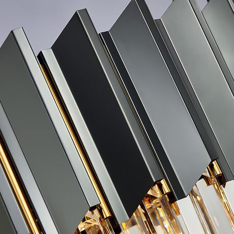 Tiered Vintage Stainless Steel Chandelier With Crystal Block - Silver Pendant Light For Living Room