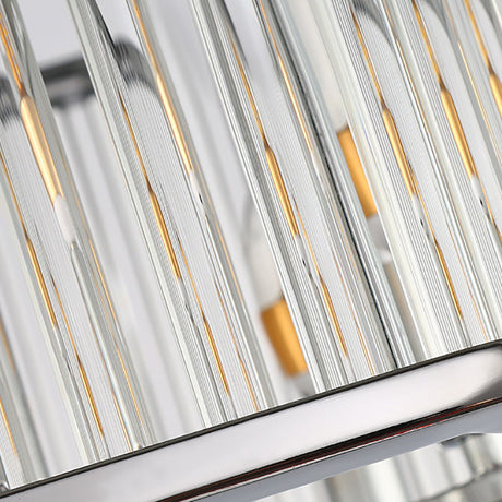 Modern Hexagon Chrome Pendant Chandelier With Crystal Detailing For Living Room