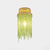 Modern Metal Chain Semi Flush Mount Lamp - 1 Light Ceiling Fixture For Living Room In