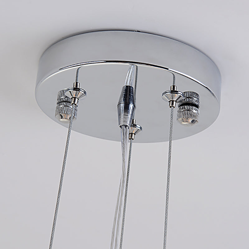 Hanging Chandelier Light W/ 5 Bulbs - Modern Glass Ceiling Fixture Chrome Frame & K9 Crystal