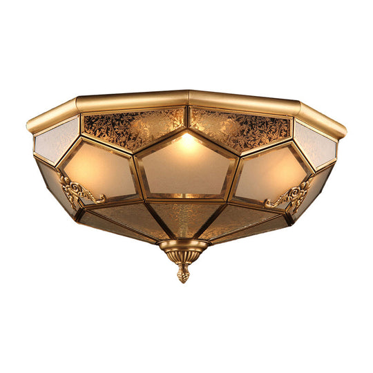 Traditional Opal Glass Ceiling Light Fixture - 14’/18’ Wide 3/4 - Head Flush Mount In Brass