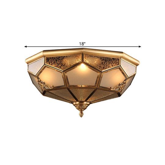 Traditional Opal Glass Ceiling Light Fixture - 14’/18’ Wide 3/4 - Head Flush Mount In Brass