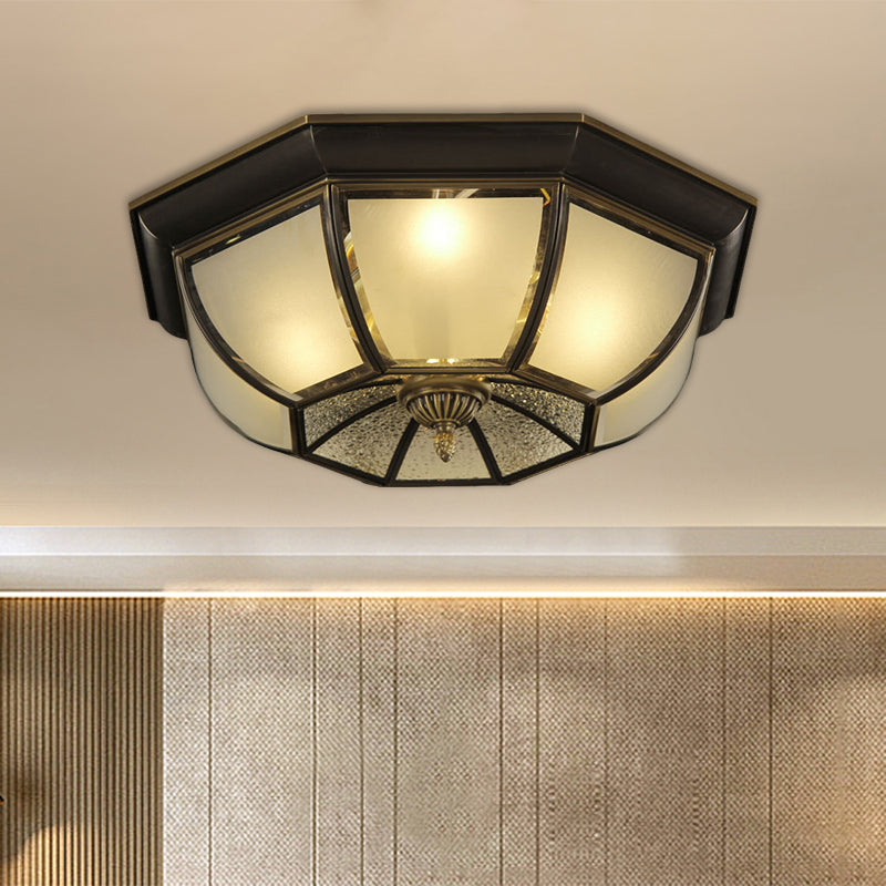 Frosted Glass Vintage Ceiling Fixture With 3/4 - Bulb Black Flush Mount 14’/18’ Width / 14’
