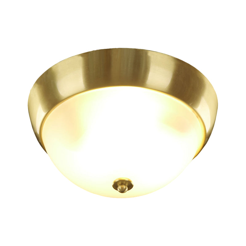 Farmhouse Frosted Glass Dome - Shaped Flush Mount Light Brass Fixture 3/4 - Bulb 12’/16’ Width