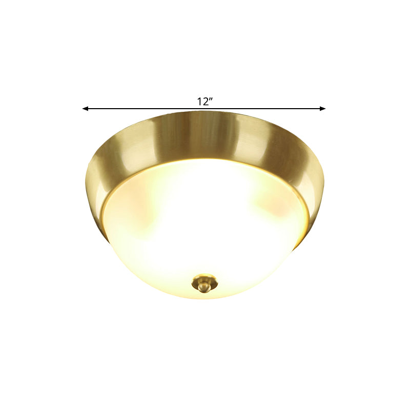 Farmhouse Frosted Glass Dome - Shaped Flush Mount Light Brass Fixture 3/4 - Bulb 12’/16’ Width
