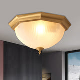 Ridged Dome Flush Mount Ceiling Fixture In Cottage Cream Glass - 12.5’/15’ Wide 2/3 - Head