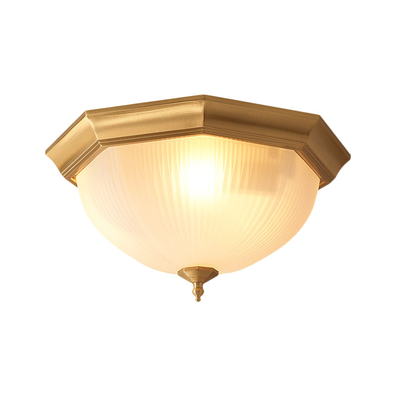 Ridged Dome Flush Mount Ceiling Fixture In Cottage Cream Glass - 12.5’/15’ Wide 2/3 - Head