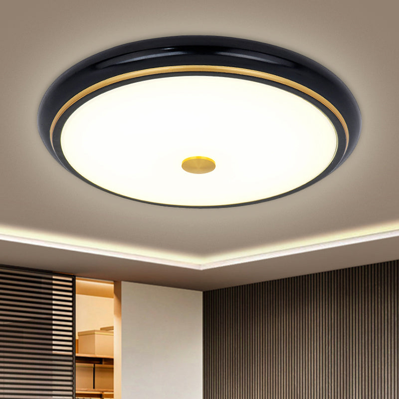 Traditional Circular Led Flush Mount Ceiling Light Fixture - 13/16/19.5 Wide Black/Gold With White