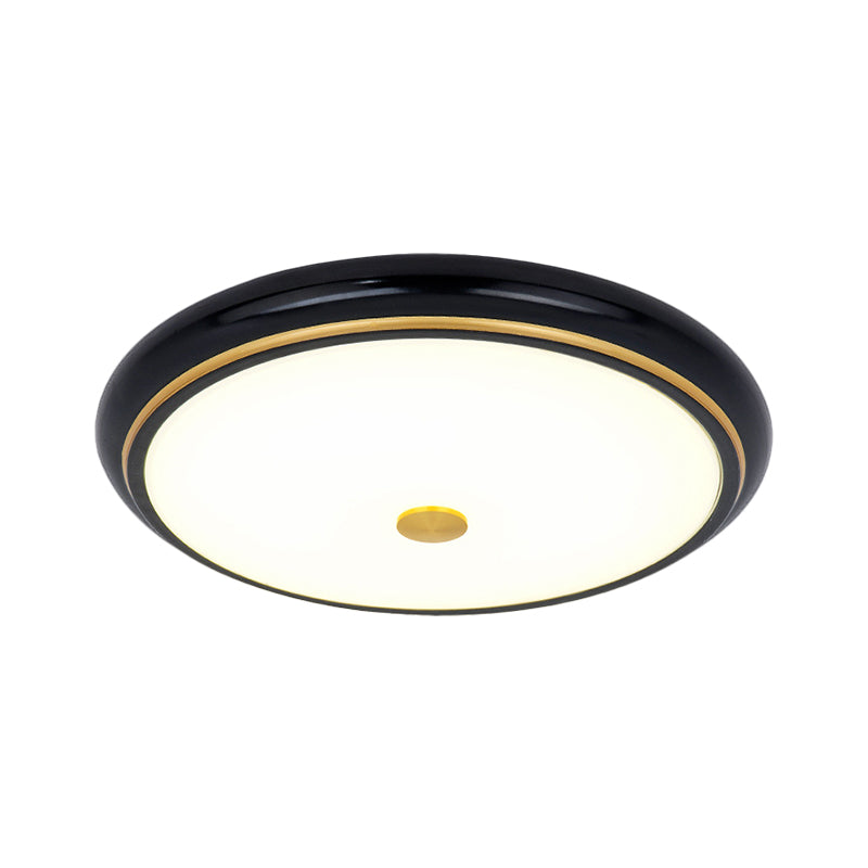 Traditional Circular Led Flush Mount Ceiling Light Fixture - 13/16/19.5 Wide Black/Gold With White