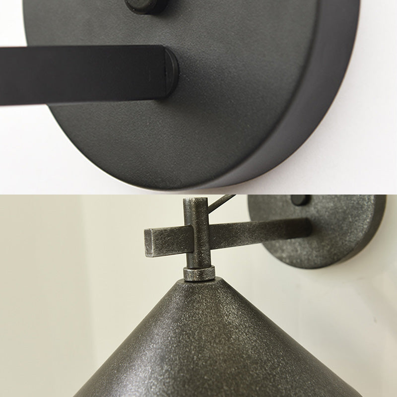 Aged Silver/Bronze Metal Wall Sconce - Stylish Industrial Light Perfect For Dining Room