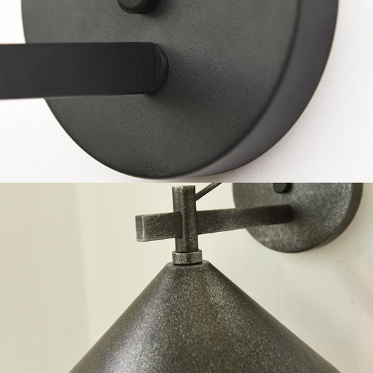 Aged Silver/Bronze Metal Wall Sconce - Stylish Industrial Light Perfect For Dining Room