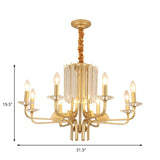 Vintage Metallic Brass Hanging Ceiling Light With Crystal Deco - 4/6/8 Lights