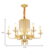 Vintage Metallic Brass Hanging Ceiling Light With Crystal Deco - 4/6/8 Lights