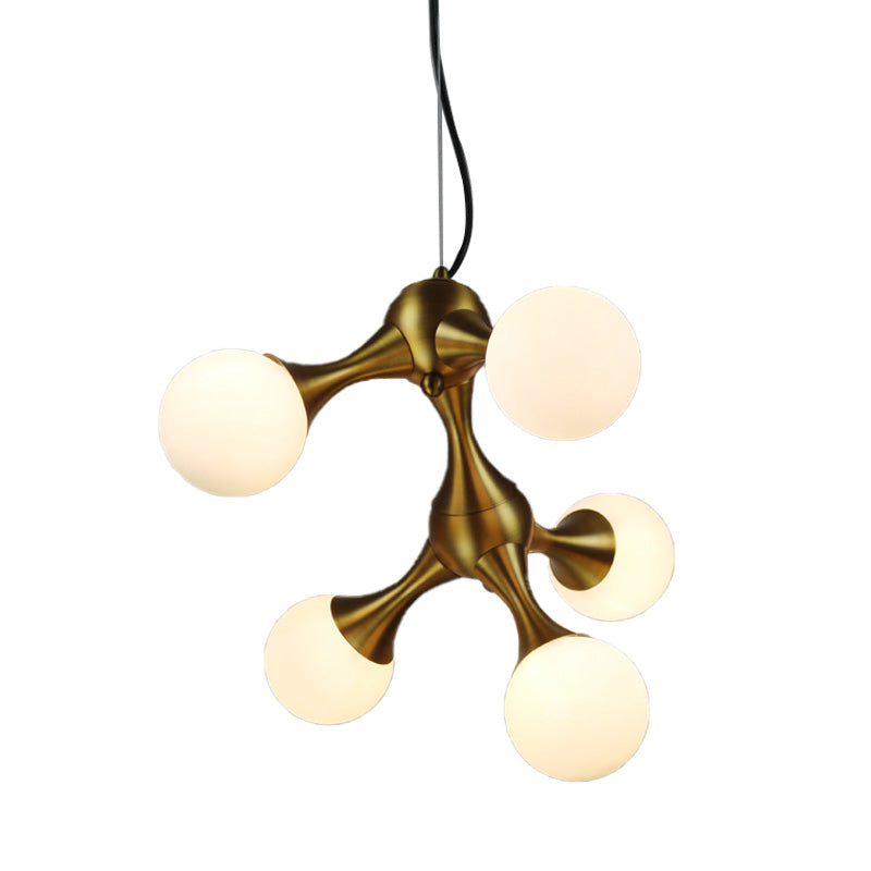 Modern Metal Starburst Chandelier With Glass Globe Shade - Available In 5/9/15 Lights