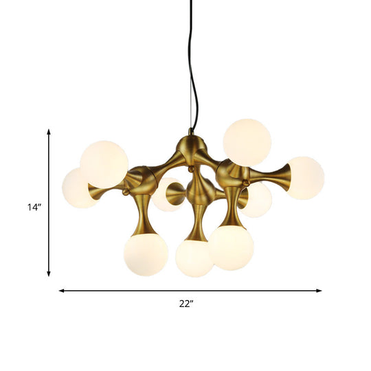 Modern Metal Starburst Chandelier With Glass Globe Shade - Available In 5/9/15 Lights