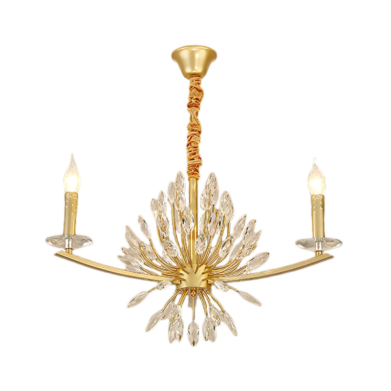 Vintage Brass Chandelier - Metal 3/6/8-Head Hanging Light Fixture With Crystal Decoration