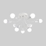 Black/White/Gold Metal Curved Arms Semi Flush Mount Light - Nordic Style 6/9 Lights Bedroom Ceiling