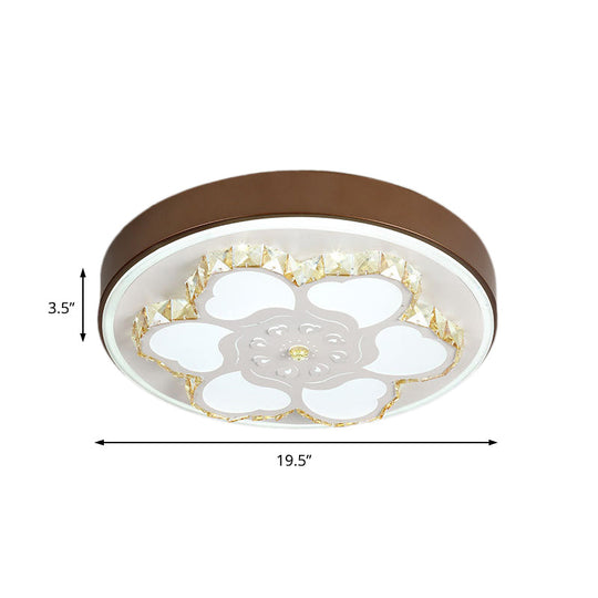 Modern Crystal Led Ceiling Mount Light With White Acrylic Flower Pattern And 3 Color Options