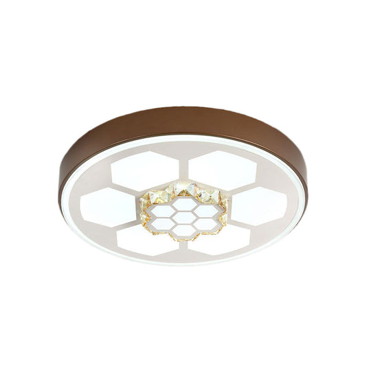 Modern Acrylic Ceiling Mount Light In White With Multi-Color Led Lighting And Crystal Accent