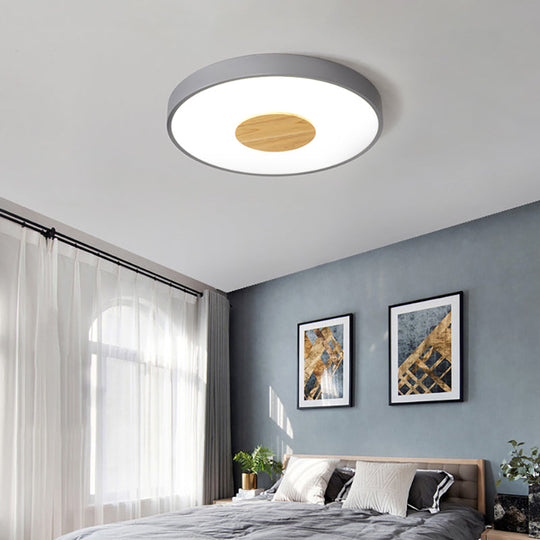 Nordic Metal Led Ceiling Light - Circular Flush Mount With Acrylic Diffuser 12’/16’/19.5’