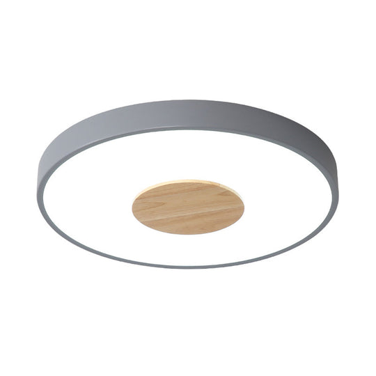 Nordic Metal Led Ceiling Light - Circular Flush Mount With Acrylic Diffuser 12’/16’/19.5’