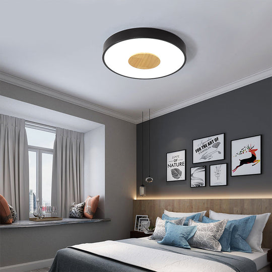 Nordic Metal Led Ceiling Light - Circular Flush Mount With Acrylic Diffuser 12’/16’/19.5’