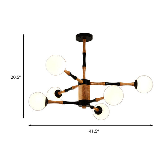 Contemporary Wooden Sputnik Chandelier - 6/8/12 Lights Hanging Pendant Lamp For Bedroom